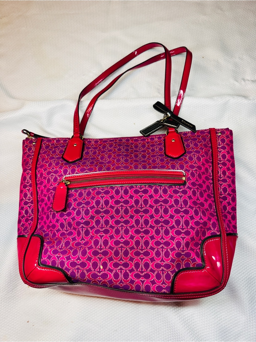 Coach Pink and Magenta Signature Shoulder Tote